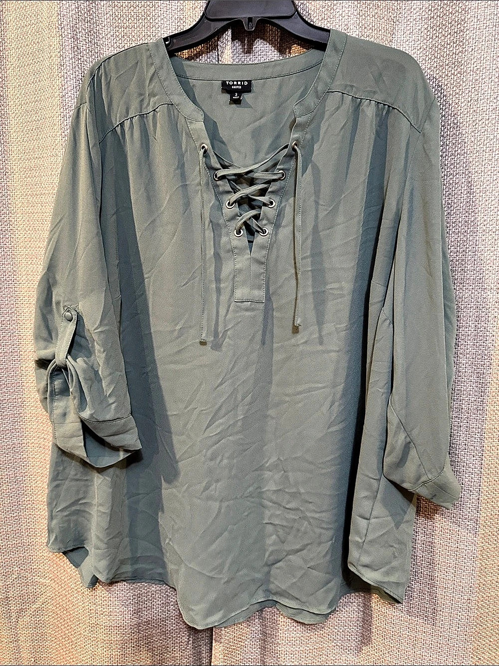Torrid Harper Lace-Up Tunic Green Size 3 Like New